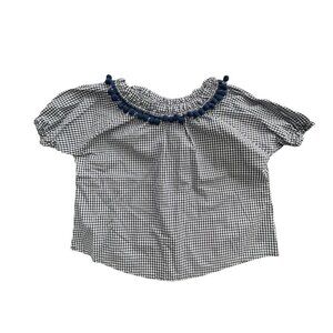 Devon's Drawer Navy Checked Pom Blouse